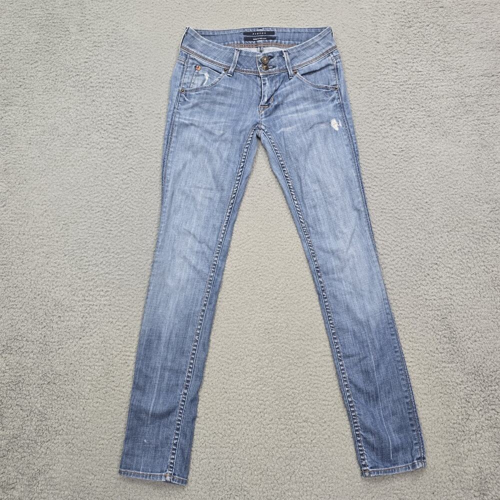 Hudson Skinny Jeans 26X29 Fit Light Wash Blue Distressed Denim Made USA Size 24
